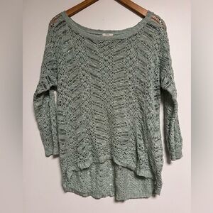 Green Knit Crew Neck Sweater